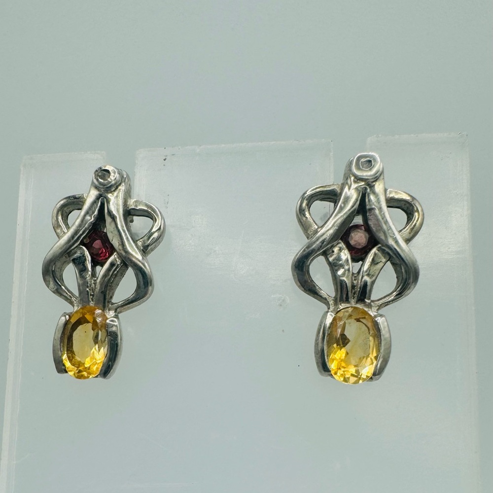 Sterling Silver Topaz Celtic Knot Pierced Earrings